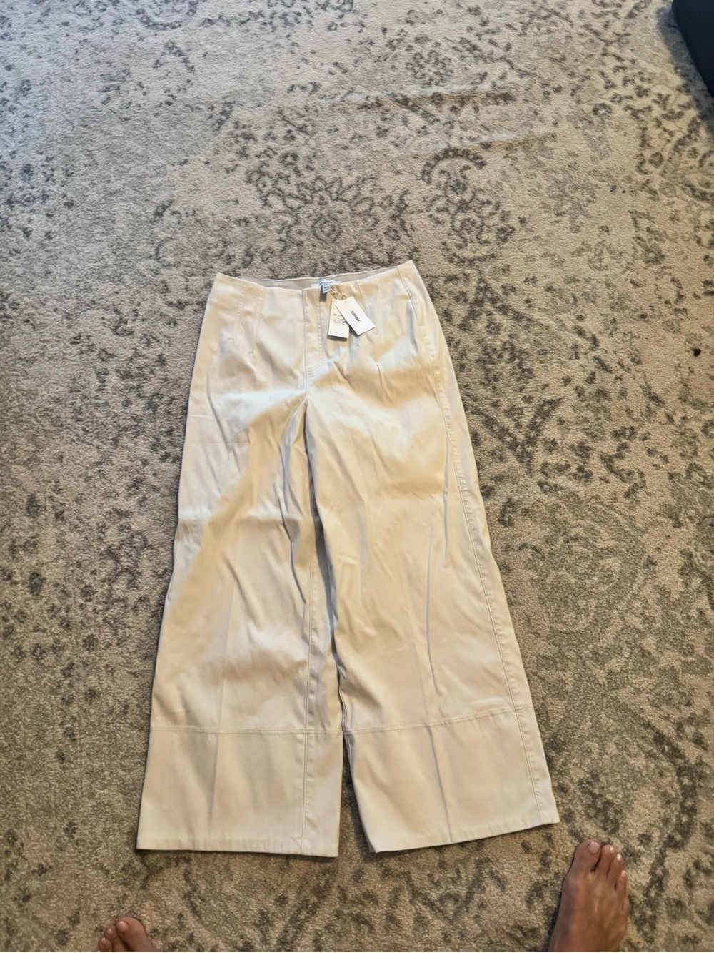SPANX High-Rise Wide-Leg Trousers in Light Cream
